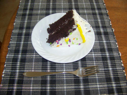 photo of large sllice of chocolate cake